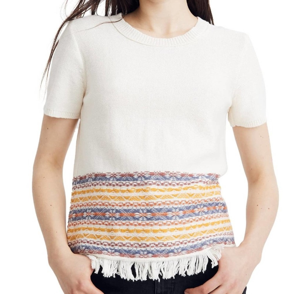 NWOT Madewell Fringe Jacquard Sweater 0131